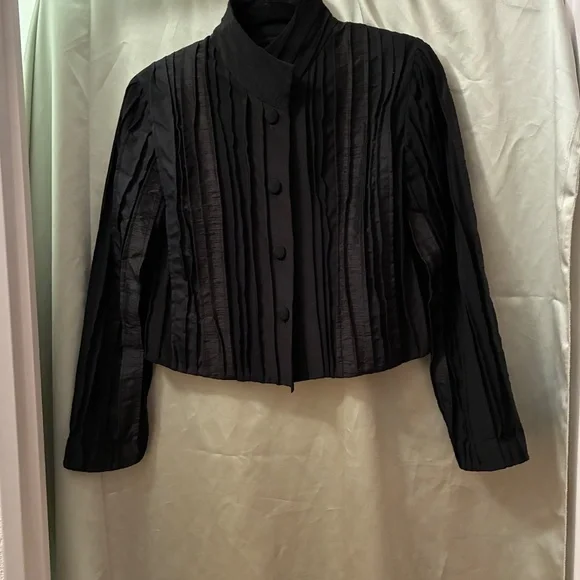 Hulda Bridgeman Design Wearable Art Black Silk Size 0 Petite Jacket Handmade EUC - Picture 2 of 16